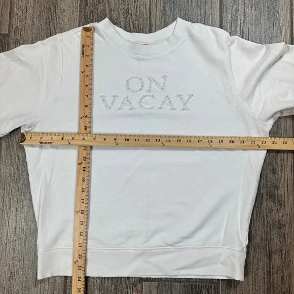 Lilly Pulitzer On Vacay Sweatshirt White Crew Neck Beaded Embellished Pullover - Picture 5 of 9